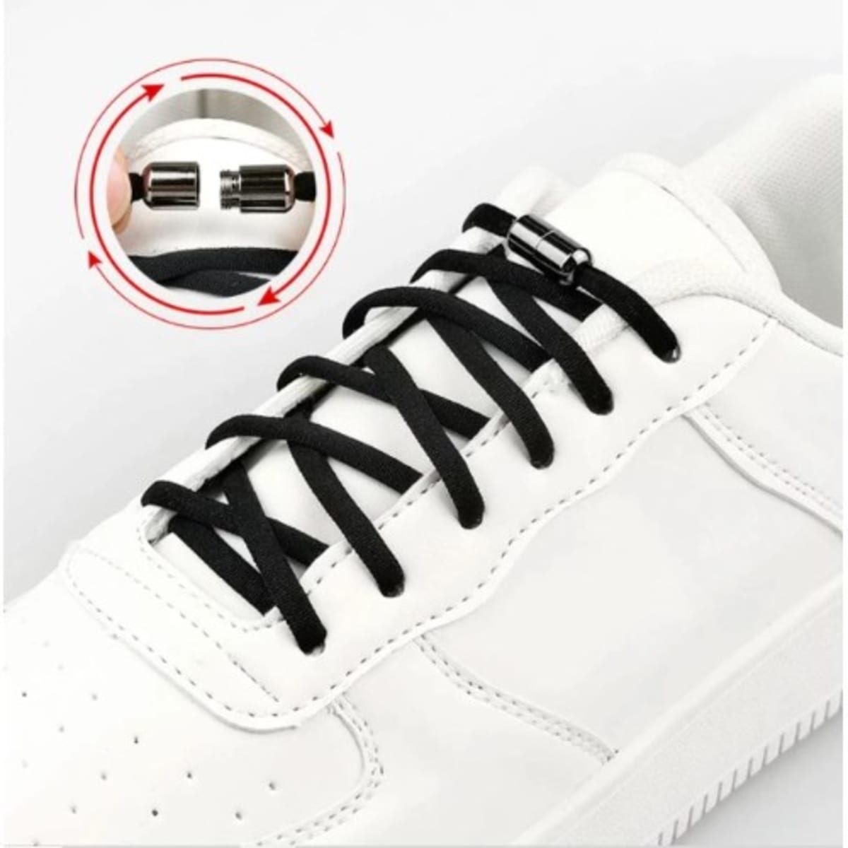 2 Pairs No Tie Elastic Laces Sneakers Metal Magnetic Shoelace