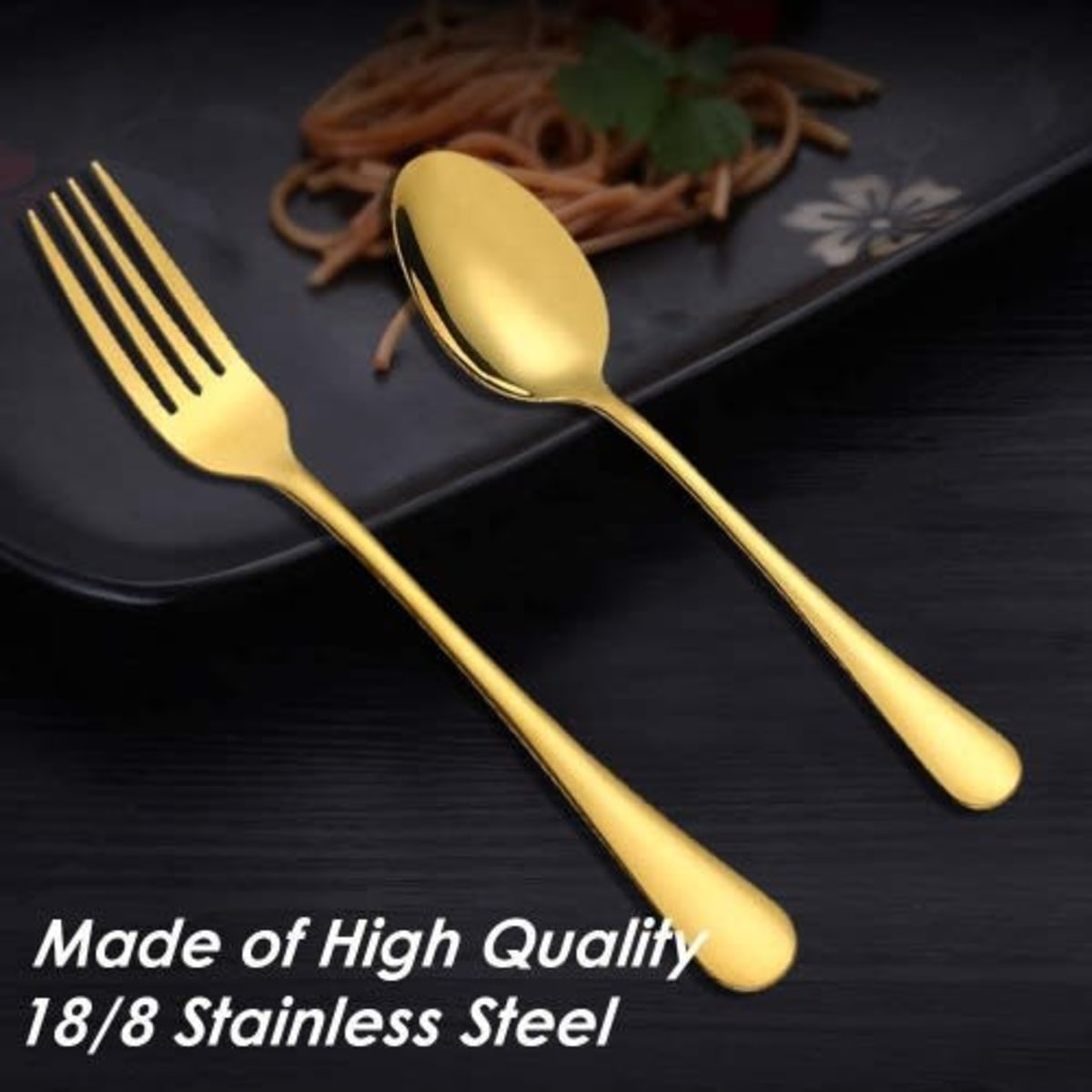 Stainless Steel Spoon And Fork Set 6 Pieces Gold Plated