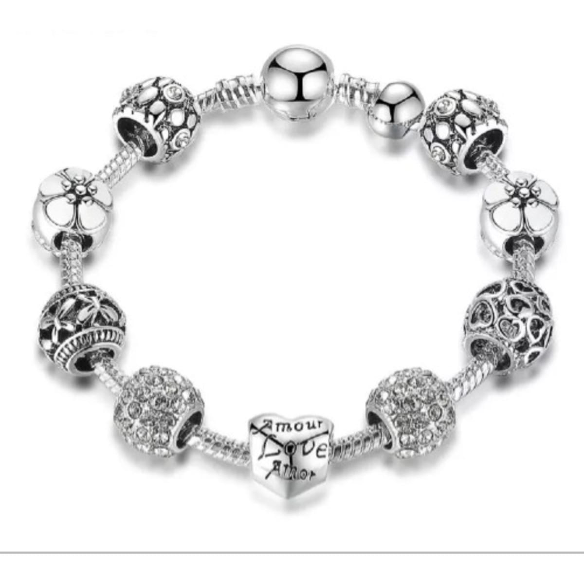 Silver plated charm bracelet discount