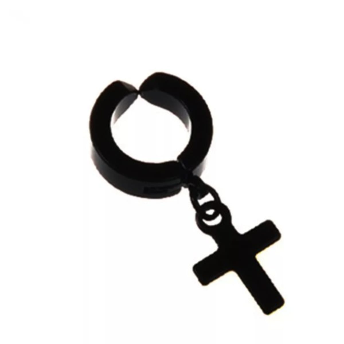 Black cross store clip on earrings