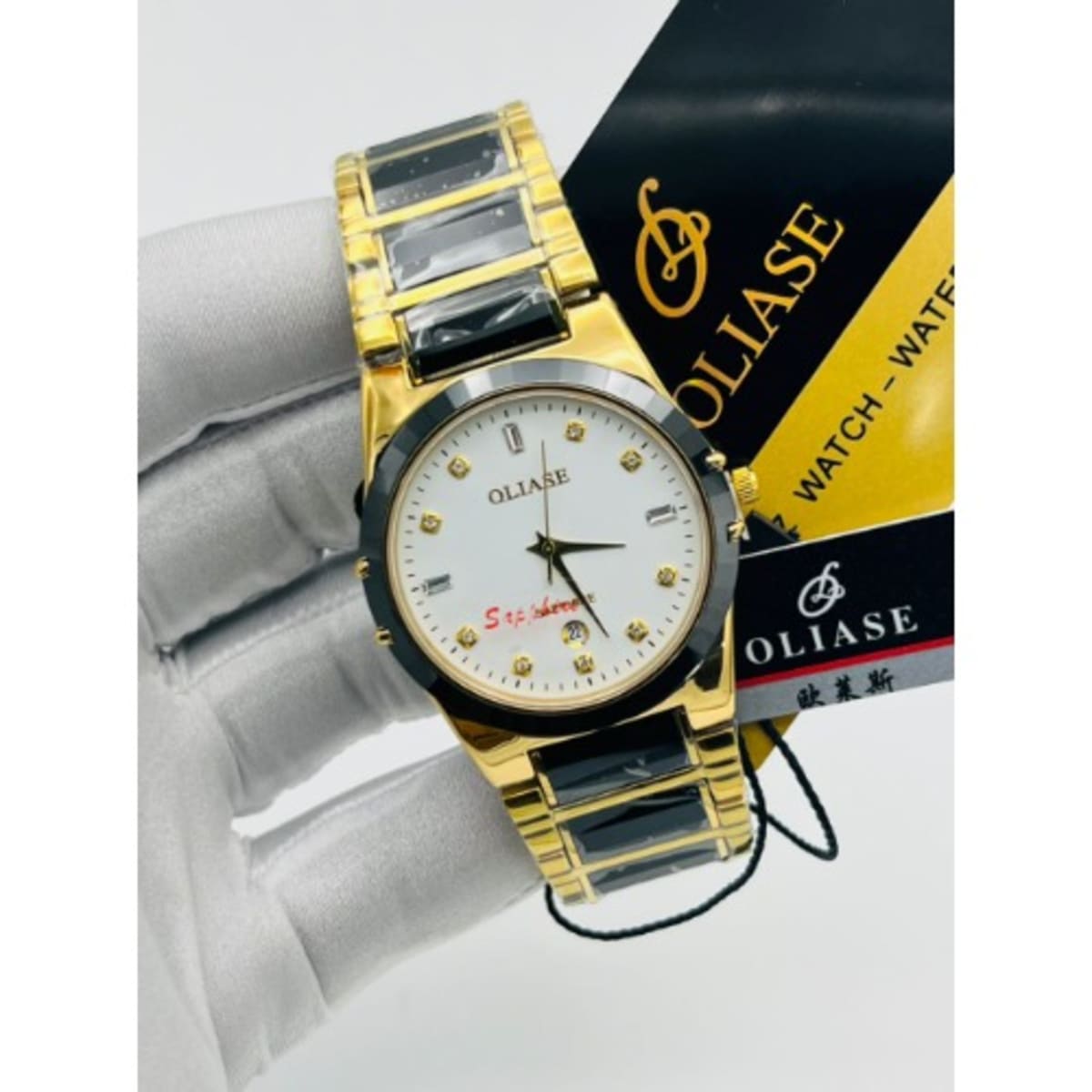 Oliase Men s Waterproof Steel Quartz Wristwatch Gold And Black
