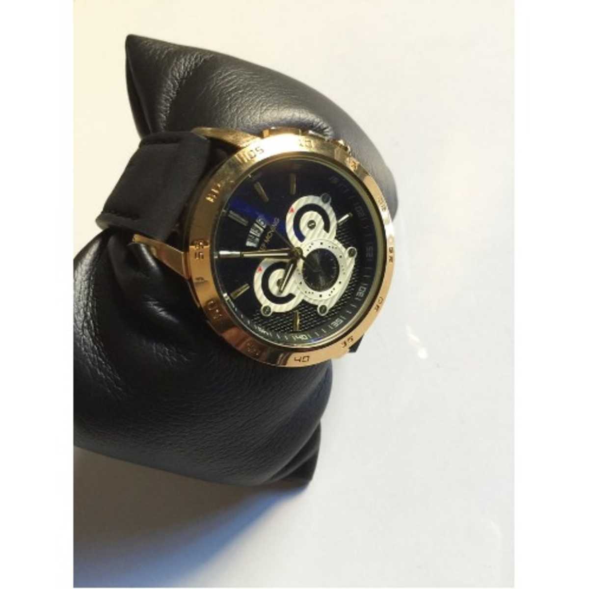 Keep Moving Men s Leather Strap Wrist Watch Black Konga Online