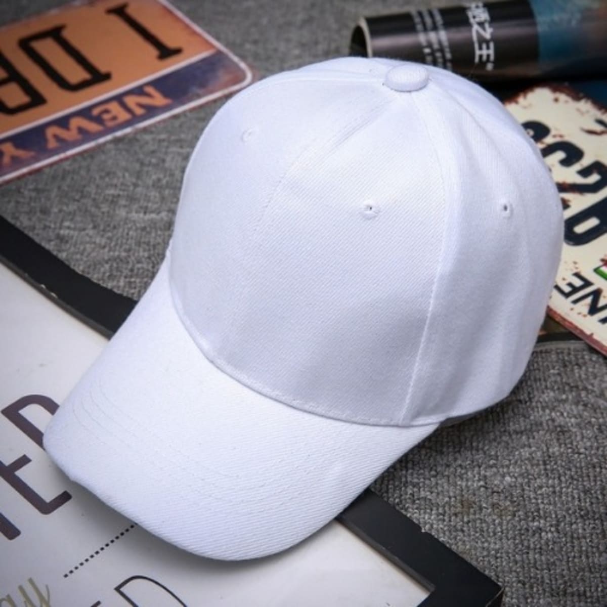 Plain white ball caps sales