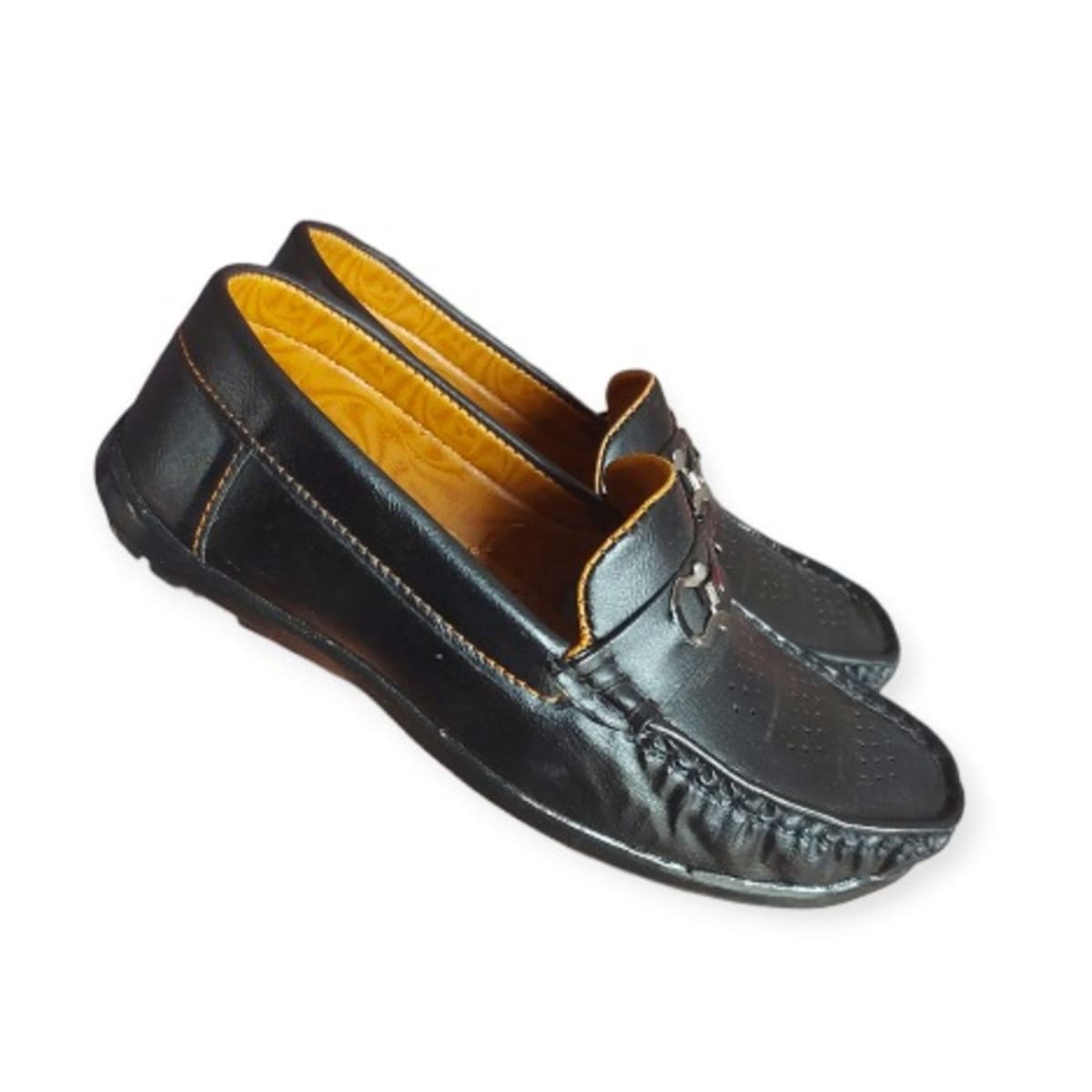 Boys black best sale and gold loafers