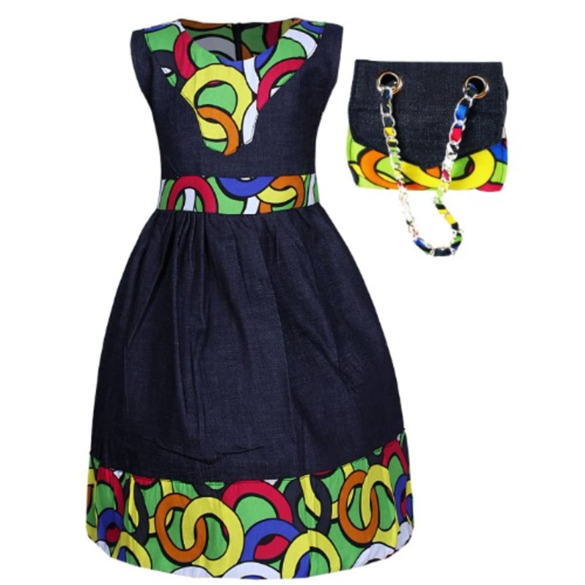 Girls Jean Ankara Dress With Hand Bag Blue Konga Online Shopping
