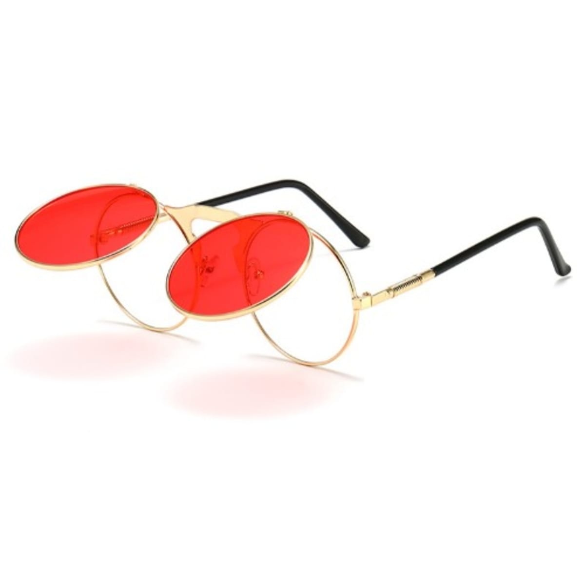 Round double on sale flip sunglasses