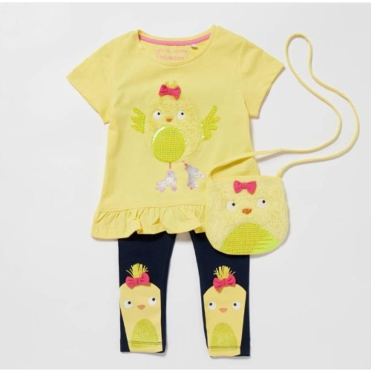 Bluezoo Girls Easter Chick Applique Top Leggings And Bag Set