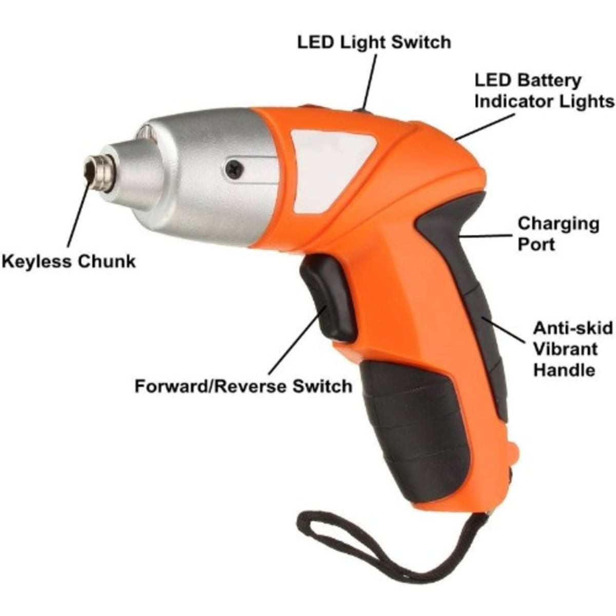 Tuoye Cordless Screwdriver With 4 Pieces Bits Pistol Grip Drill