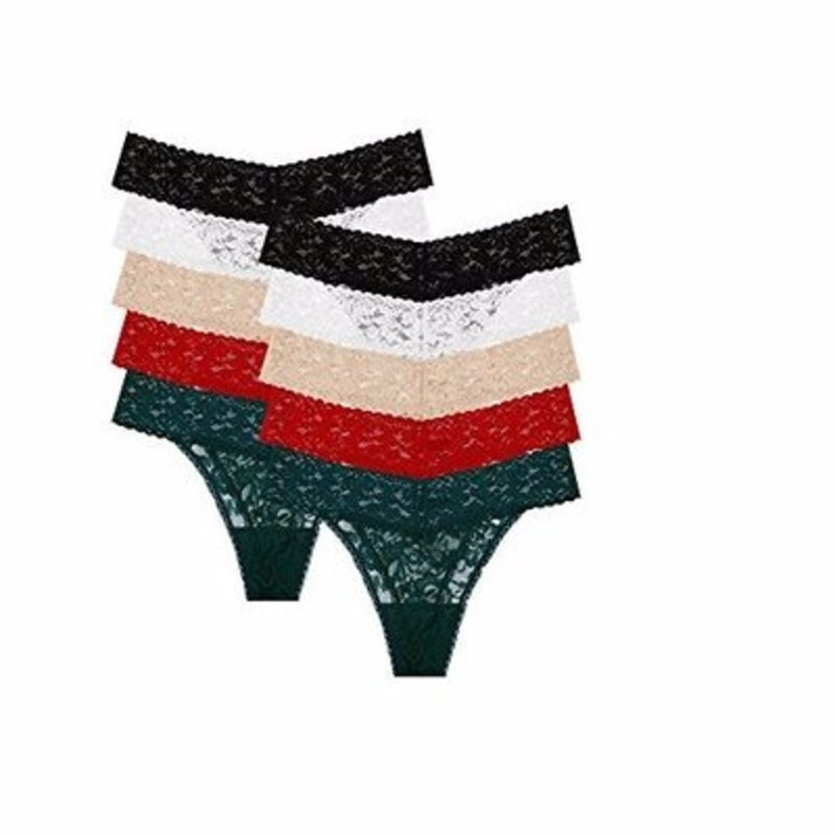 Adelyn Women's Lace Thong Panties -10 in a Pack - Multicolour