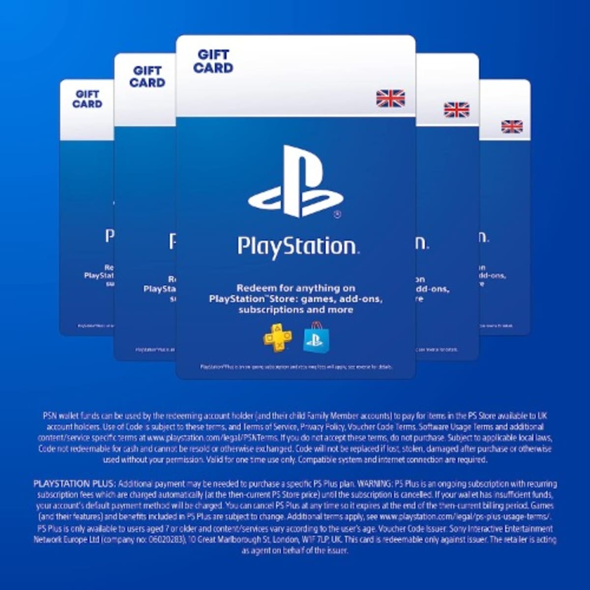 Playstation Store Network PSN UK £5 GB Pounds Gift Card