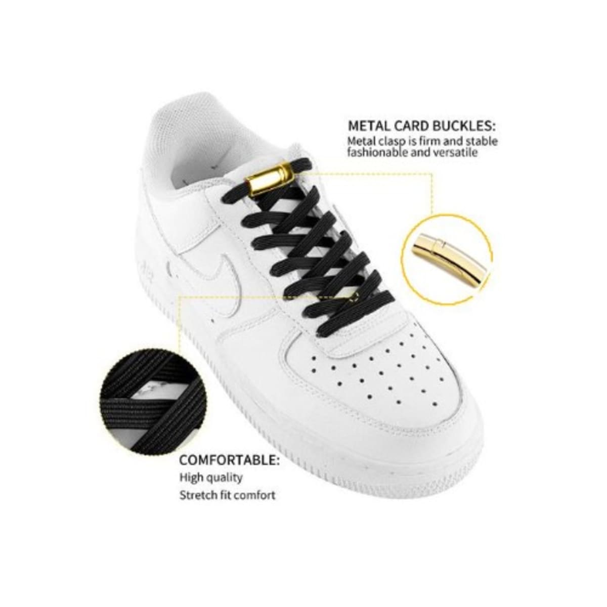 Unique Magnetic Metal Elastic Shoe Lace Buckle Gold Konga