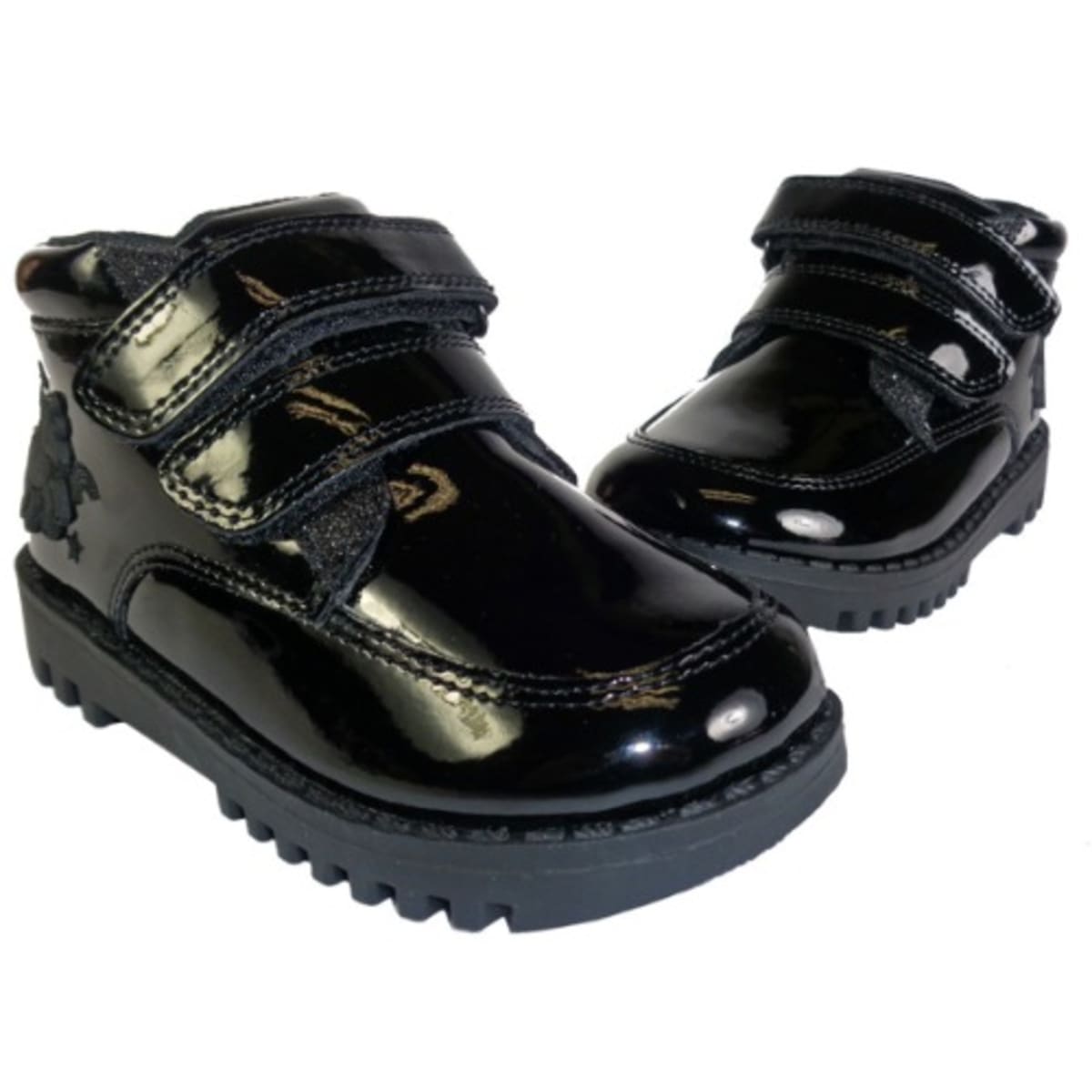 Girls Black Patent Ankle Boot With Unicorn Badge Konga Online