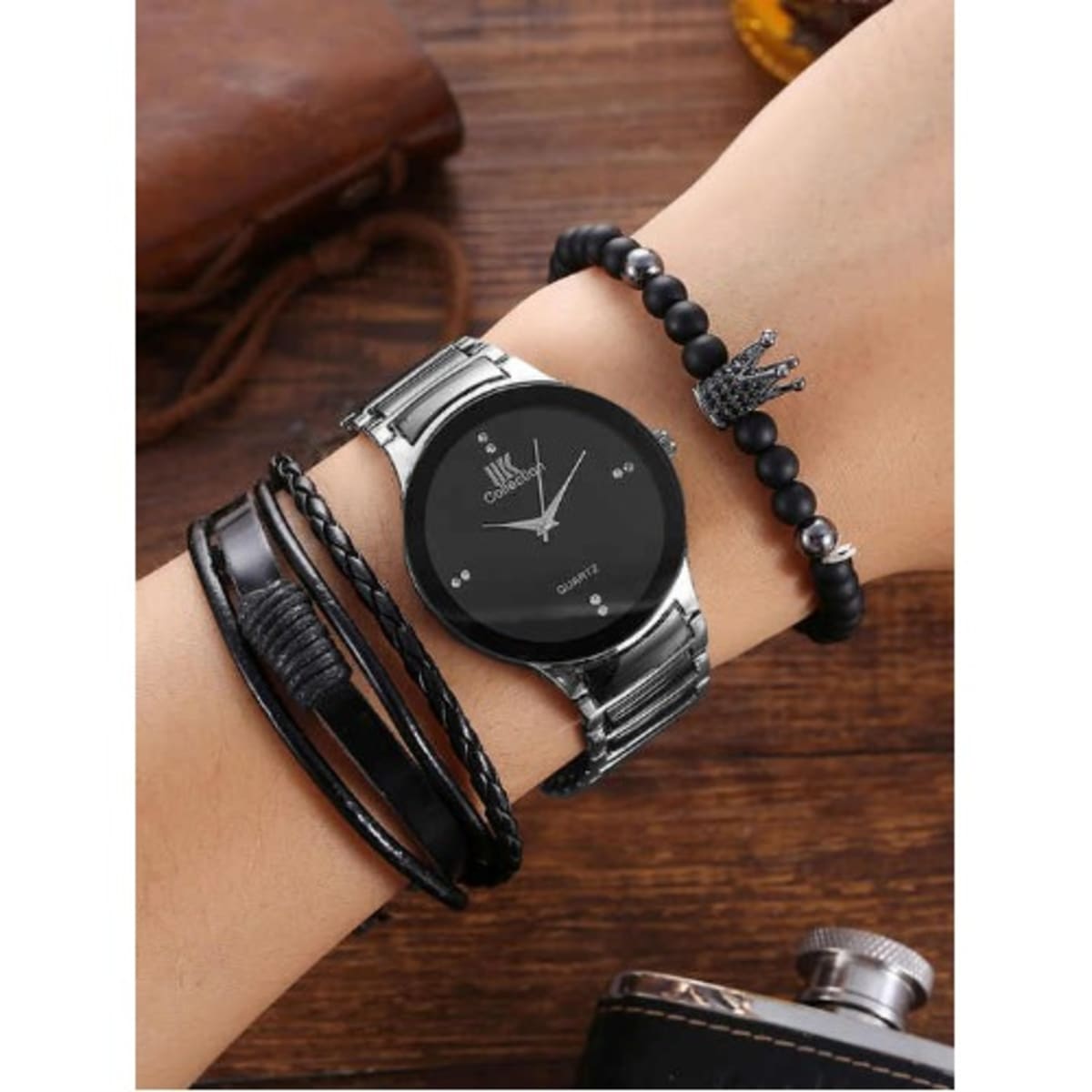 Mens matching watch and bracelet set hot sale