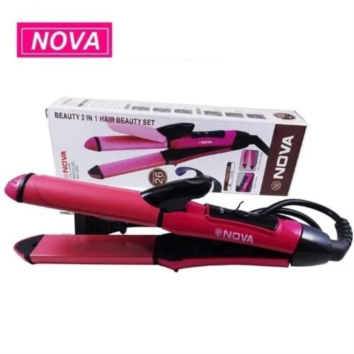 Nova 2 in 1 Ceramic Plate Hair Straightener With Curler 35W