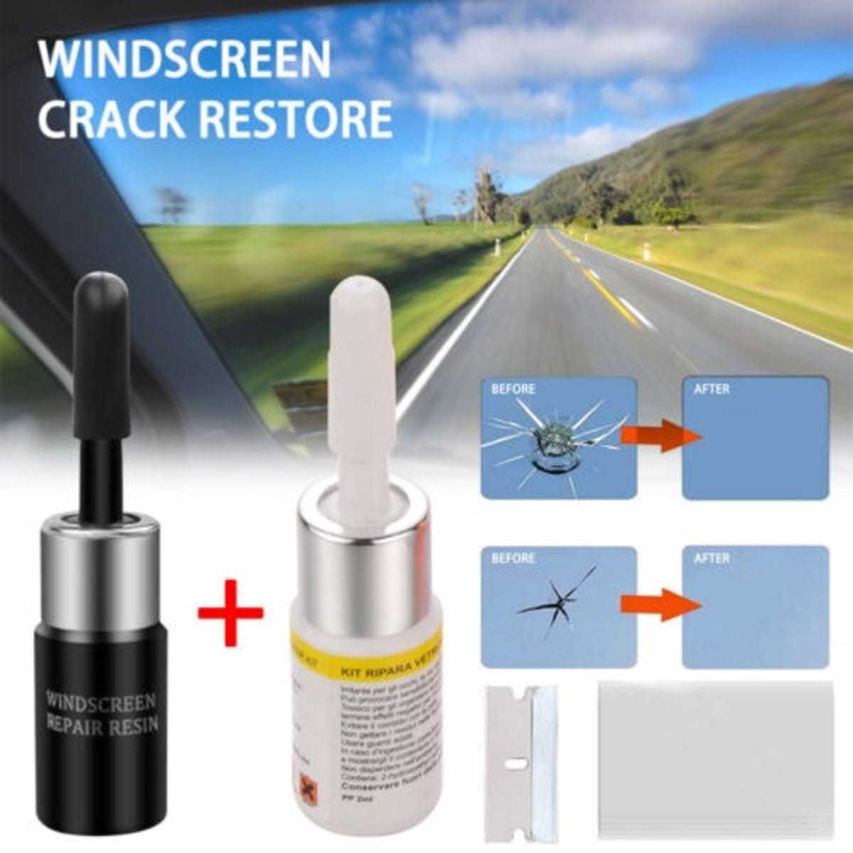 Auto Glass Nano Repair Fluid Car Windshield Resin Crack Tool Kit Crack NE  W;