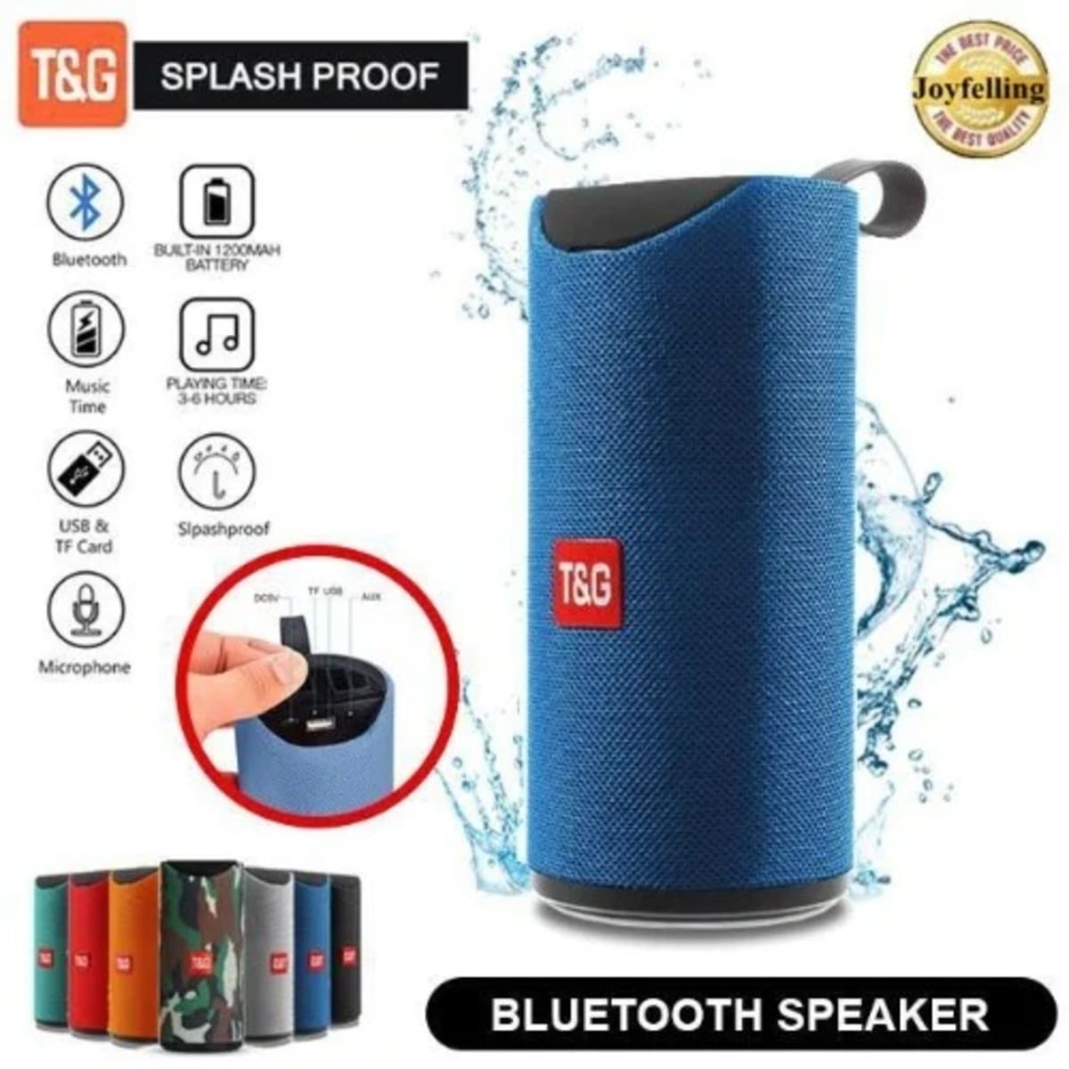 Tg113 Built In 1200mah Portable Wireless Bluetooth Splashproof