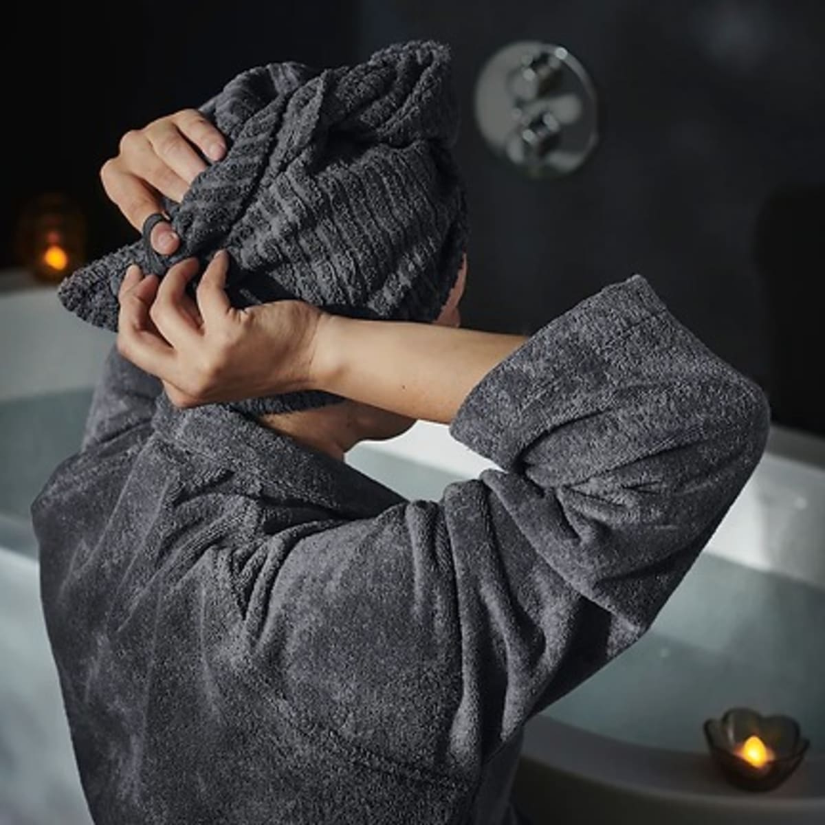 Ikea Tr tten Hair Towel Wrap Dark Grey White Konga Online