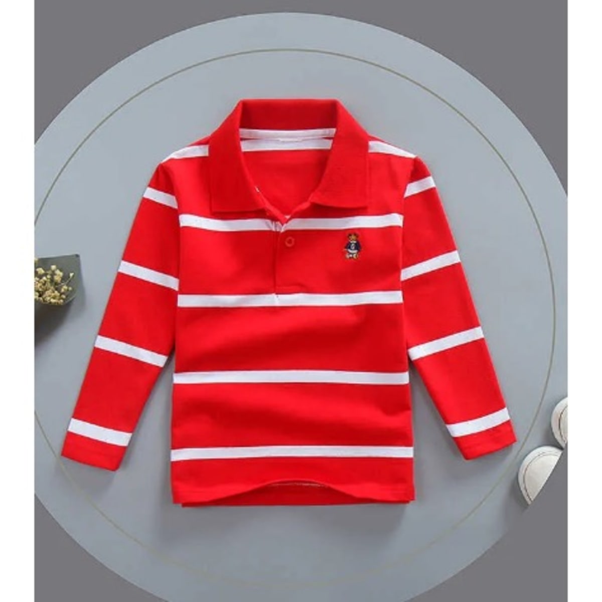 boys red long sleeve polo