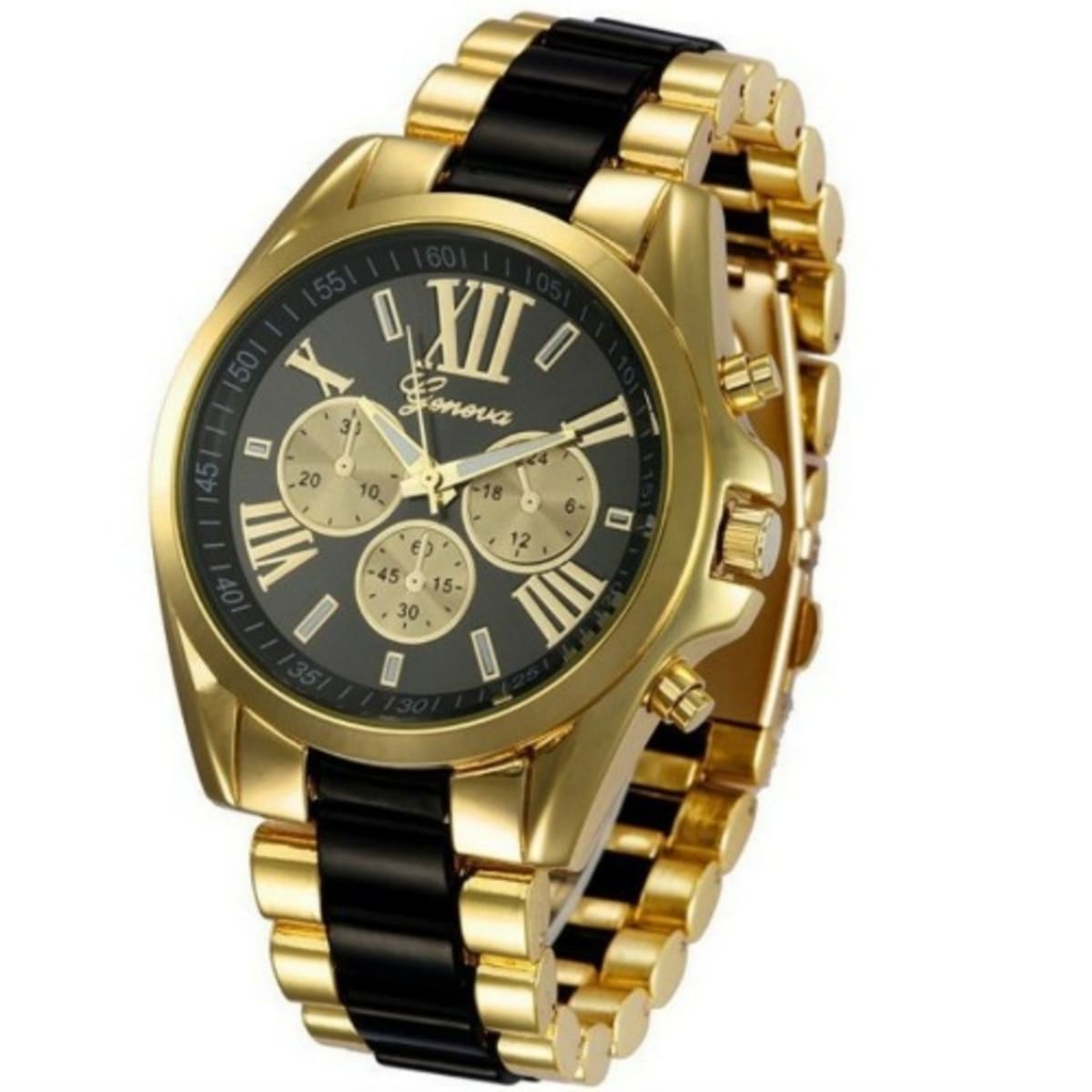 Geneva mens shop gold watch