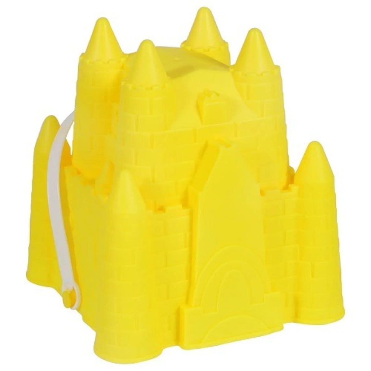 Kids Plastic Sand Castle Shaped Beach Pails With Handles Yellow