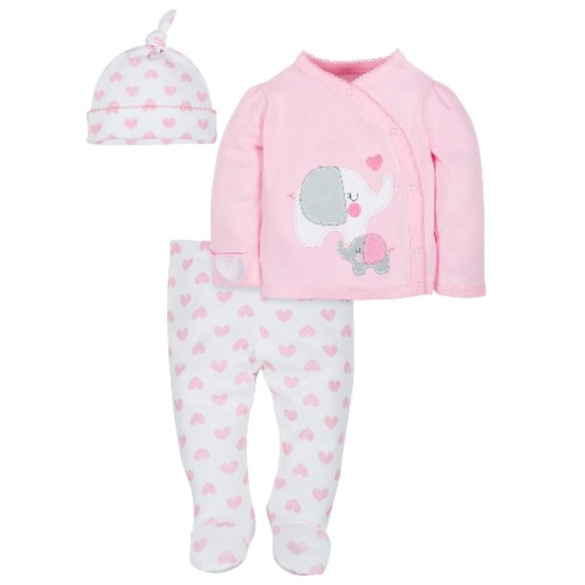 Gerber Organic Cotton Baby Girl Take Me Home Top Pant Cap Set