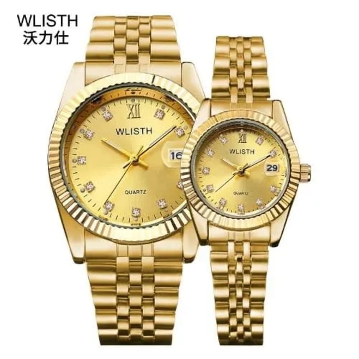 Wlisth Couple Wrist Watch Gold Face