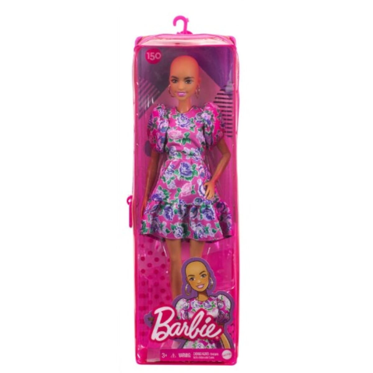 Barbie Fashionistas Doll With Bald Head Wearing Flowered Dress