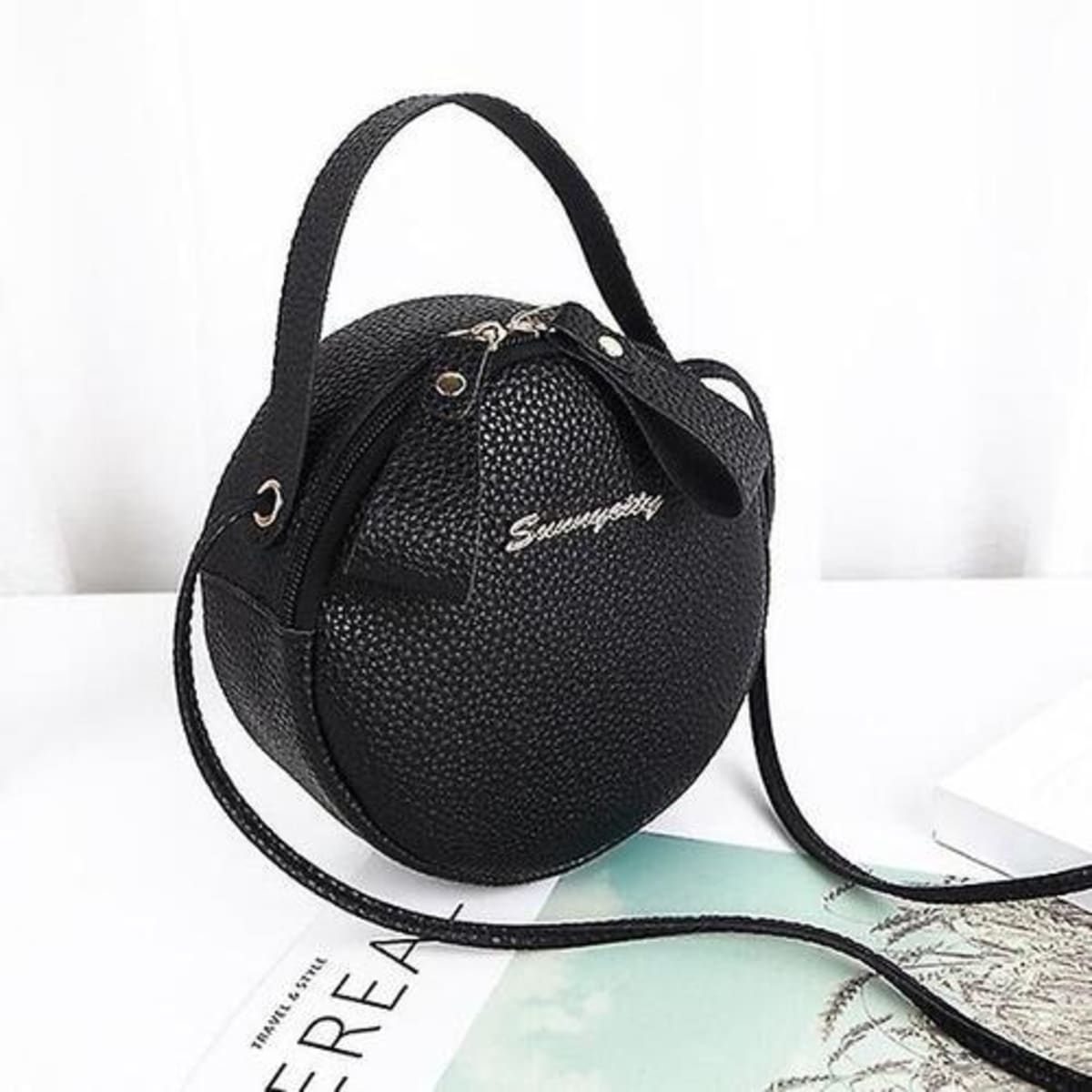 Women s Round Sling Bag Black Konga Online Shopping