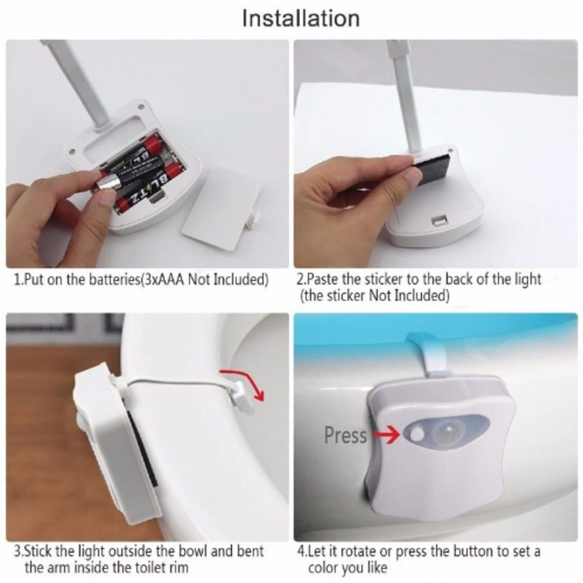 8 Colors Pir Motion Sensor Smart Toilet Seat Night Light