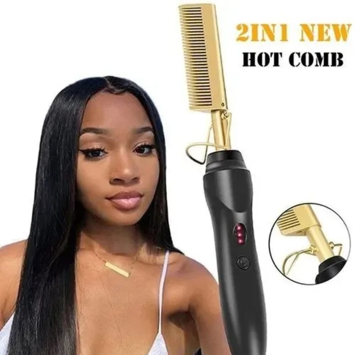 Electric straightening comb top