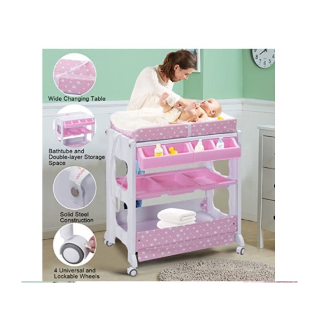 Baby bath tub with stand and deals changing table