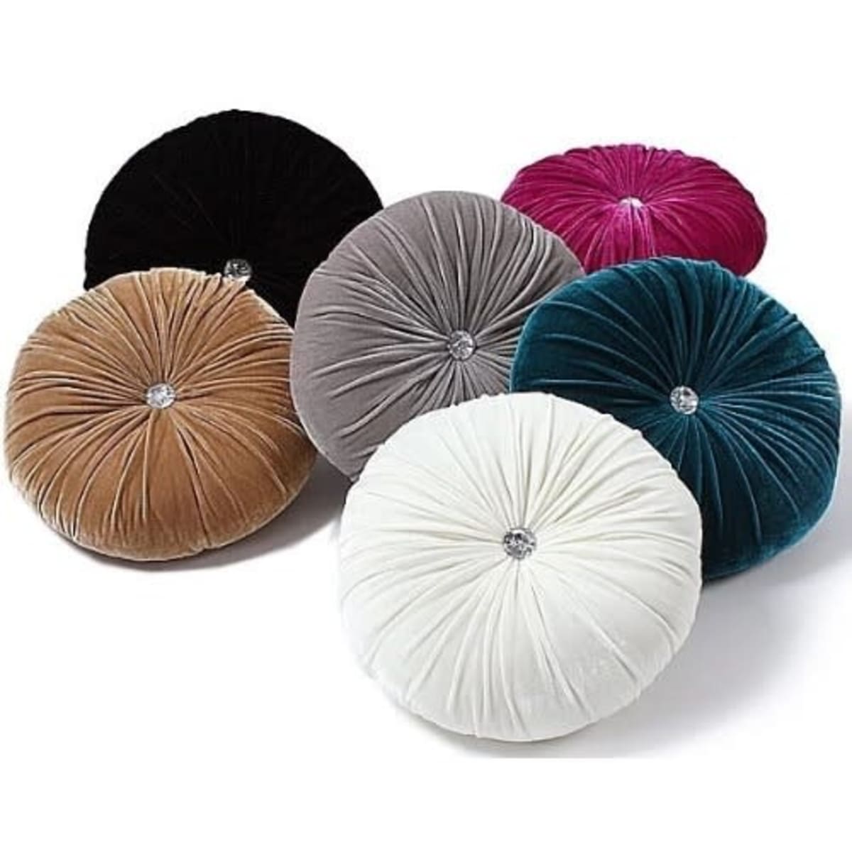 Round velvet top throw pillows