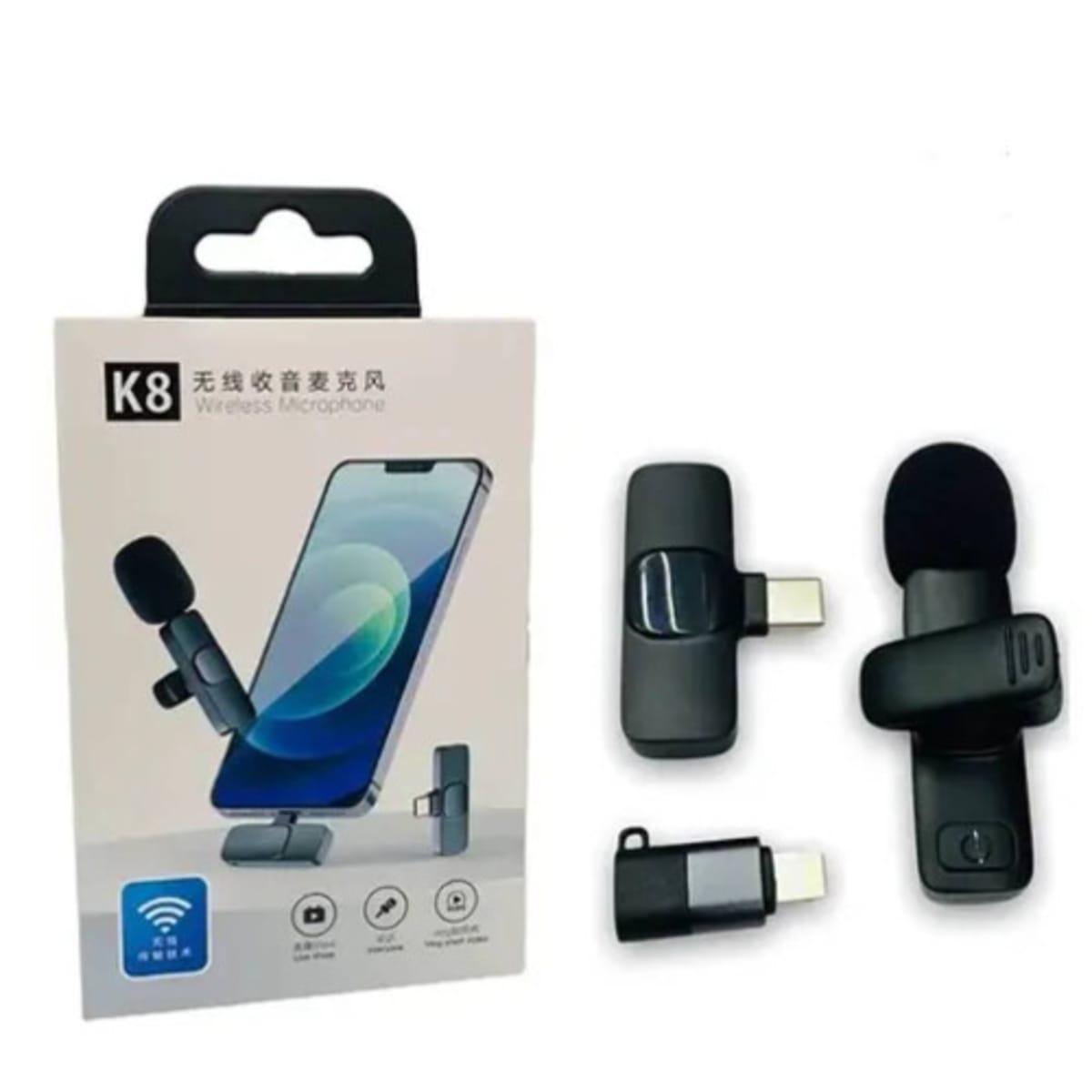 K8 Wireless Microphone Audio Video Recording Mini Mic For iPhone Android  Type-c