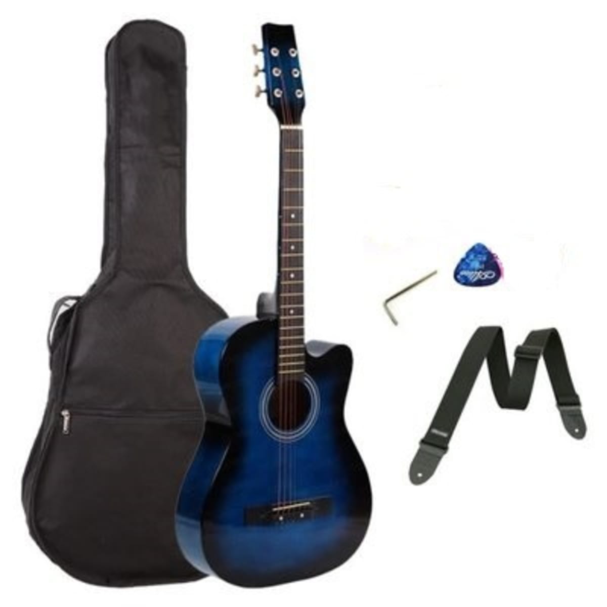 Dark blue shop acoustic guitar