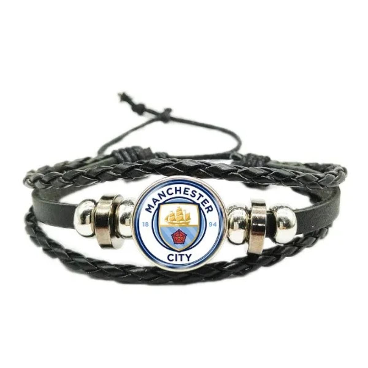 Manchester City Football Club Logo Adjustable Leather Rope Bracelet