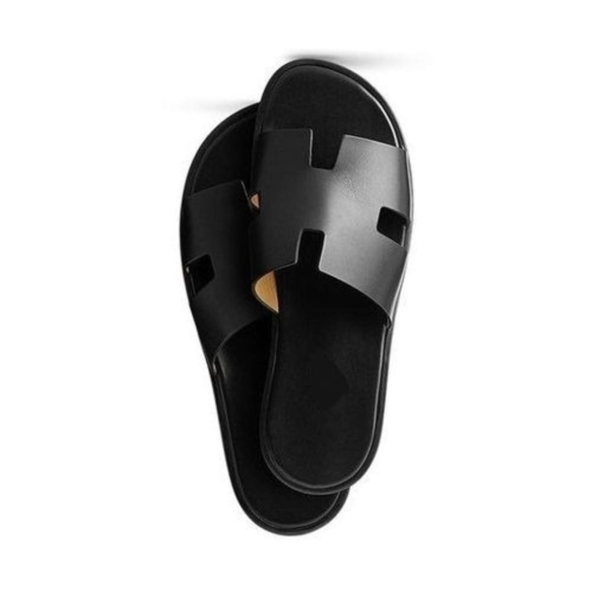 Black leather top slippers ladies