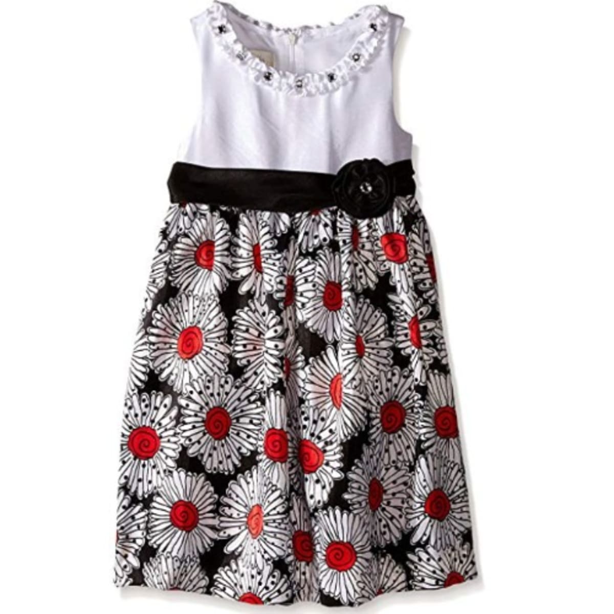 American Princess Girls Solid Bodice Shantung Dress Konga
