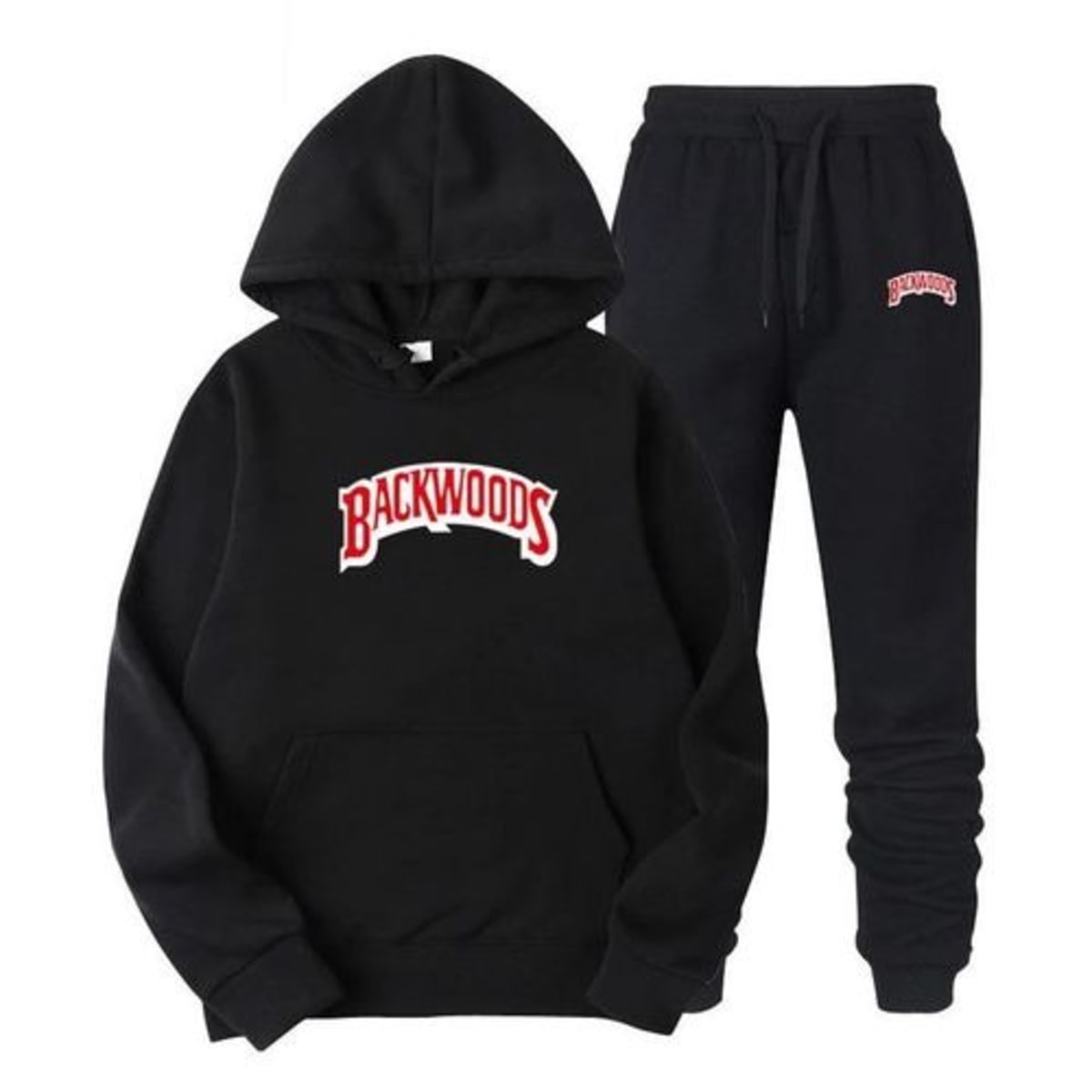 Fashion House Backwoods Prints Hoodie And Joggers Black Konga