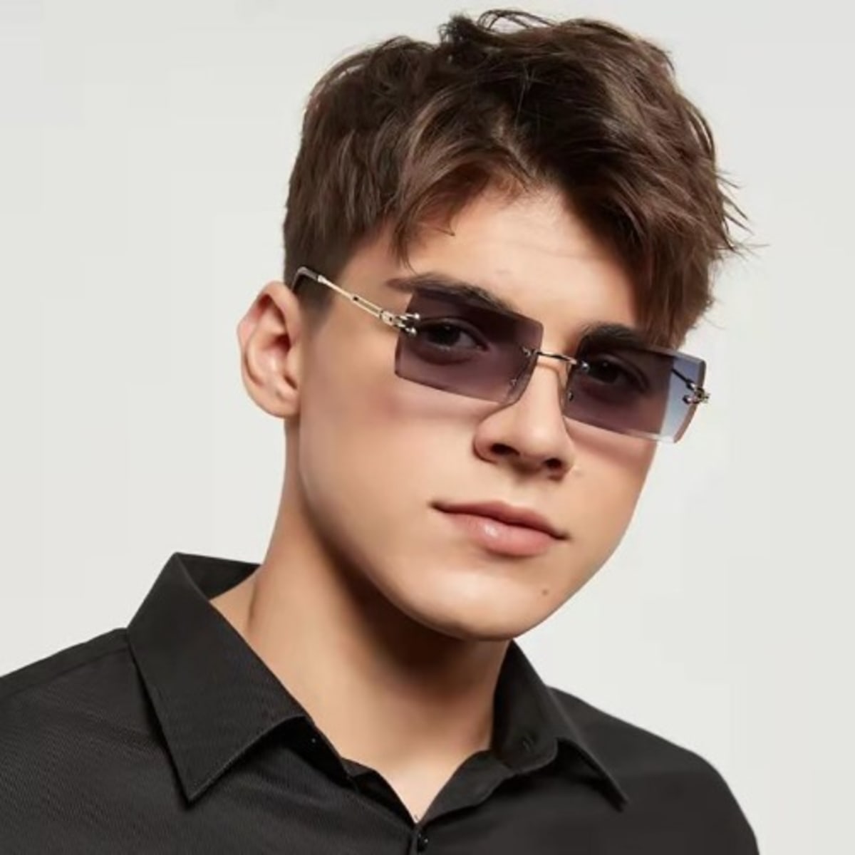 Rectangular Rimless Sunglasses for Mens | FramesFashion Rimless Collections  ｜Framesfashion