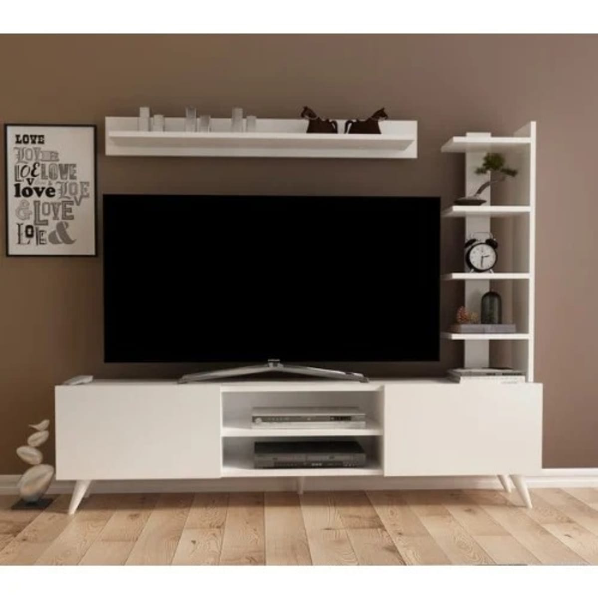 Tv stand with side bookshelves sales