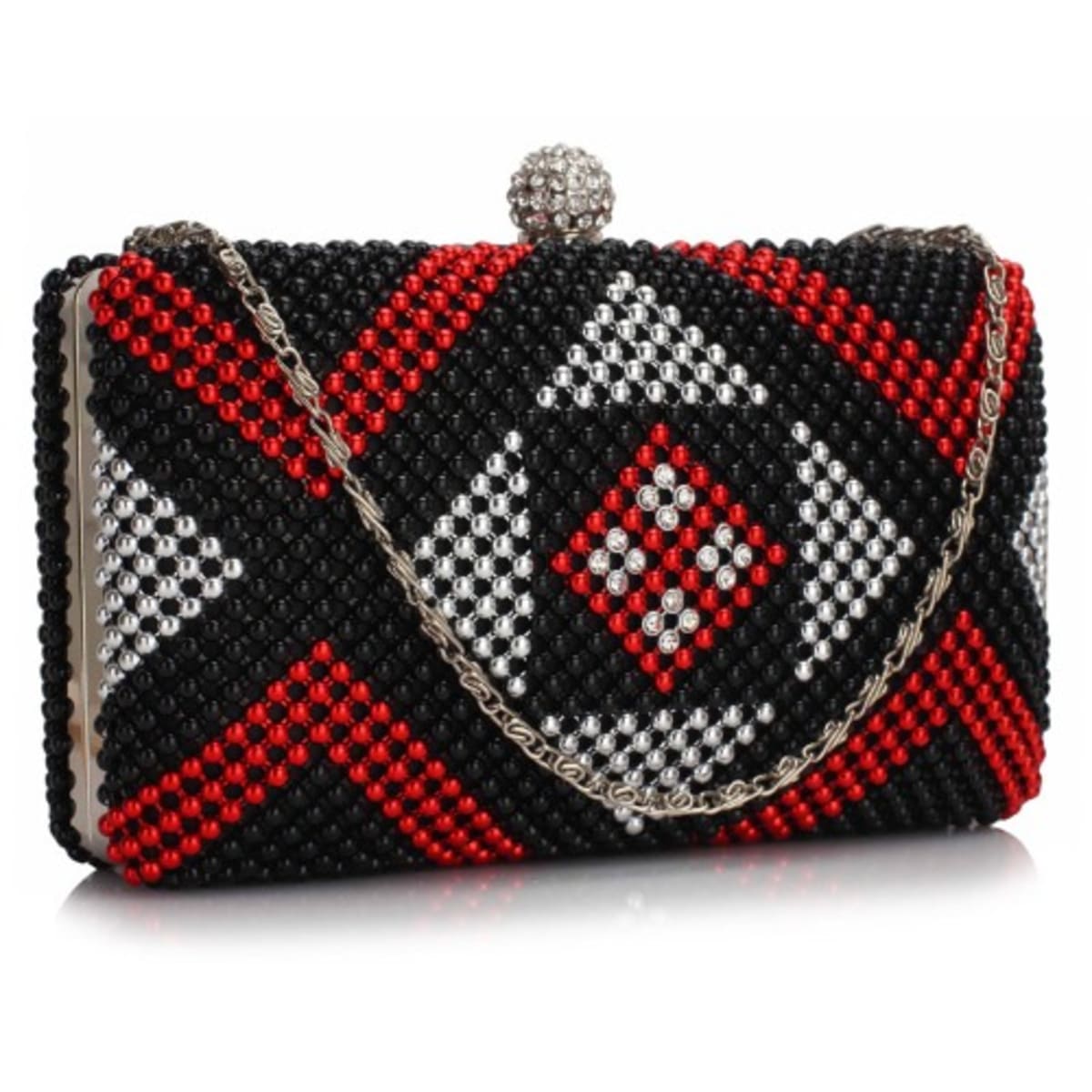 Red beaded clutch shop bag