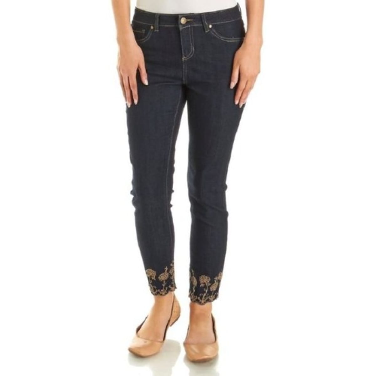 Embroidered ankle jeans on sale