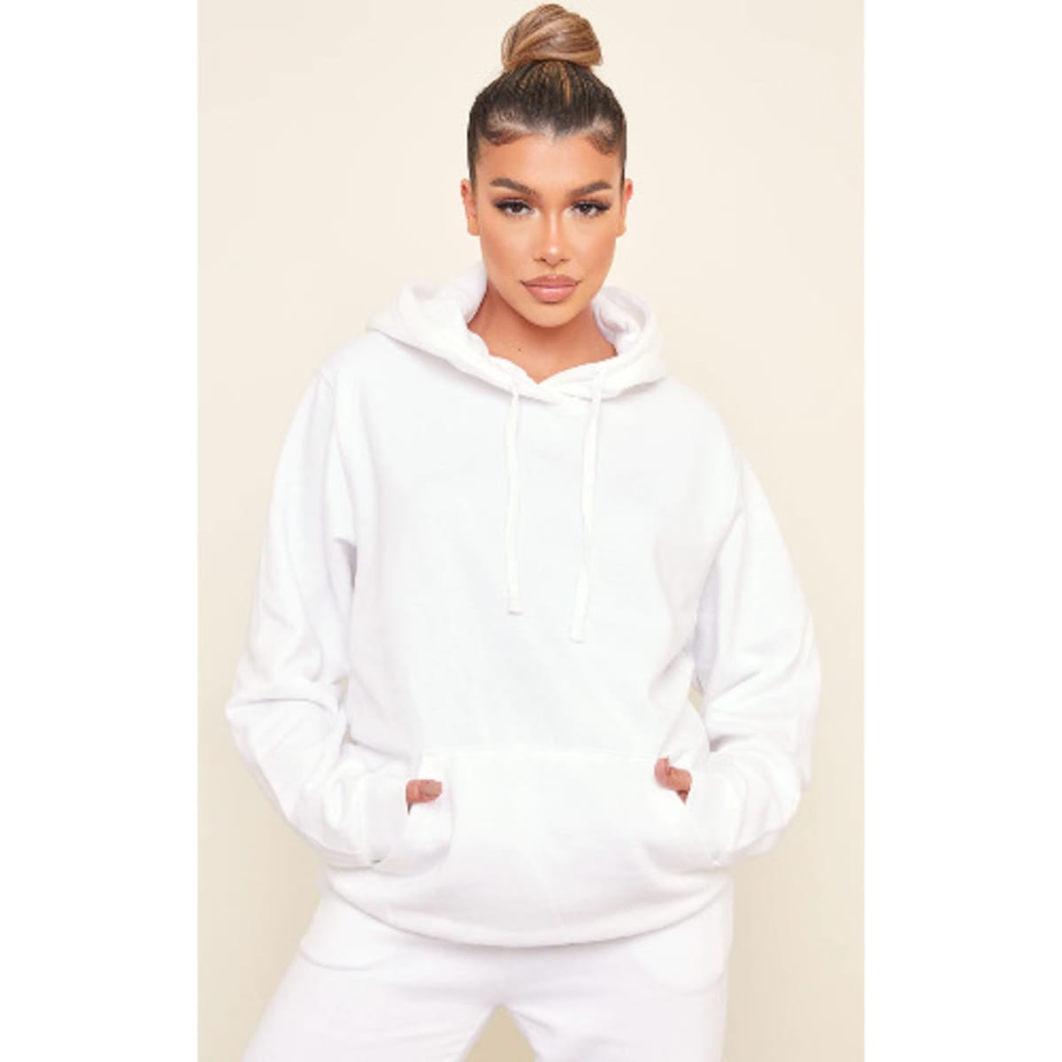 Womens plain clearance white pullover hoodie