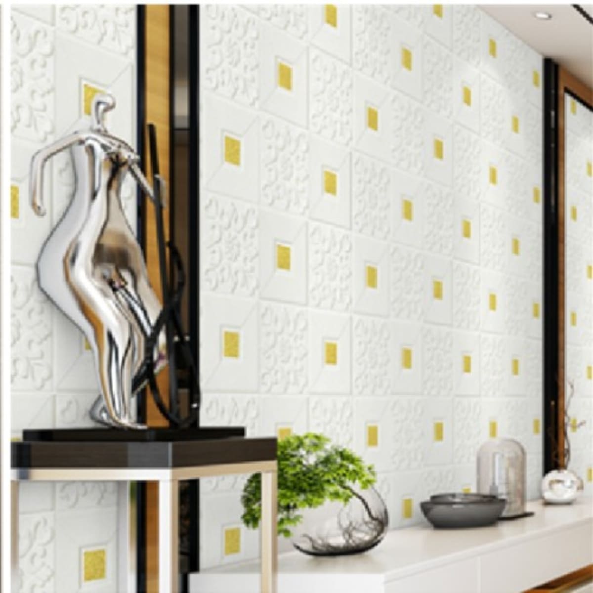 White Brick 3d Wallpaper, Size: 77 X 70 CM, Thickness: 4 MM