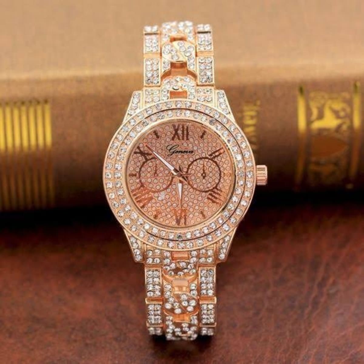 Geneva rose hot sale gold watch