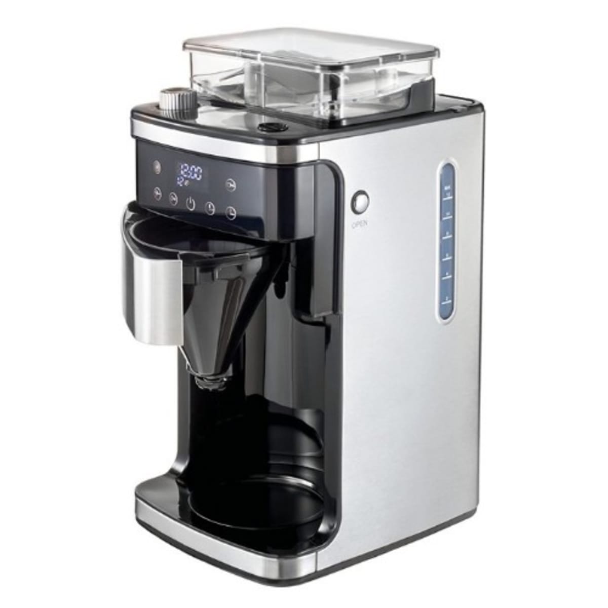 Coffee machine with online integrated grinder