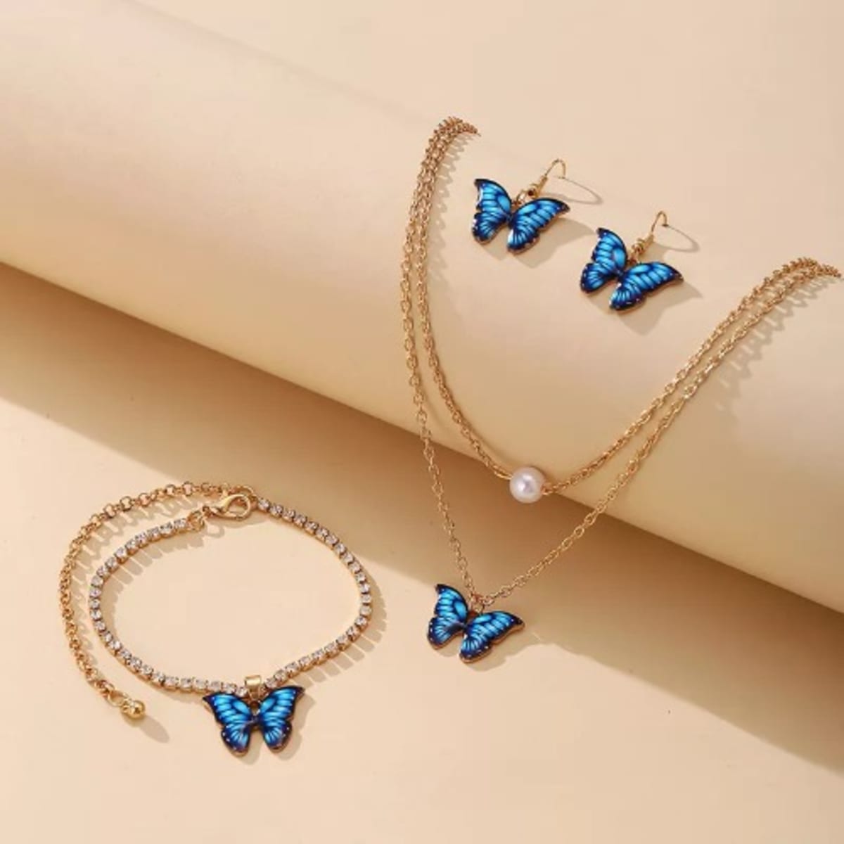 Butterfly necklace shop and earrings