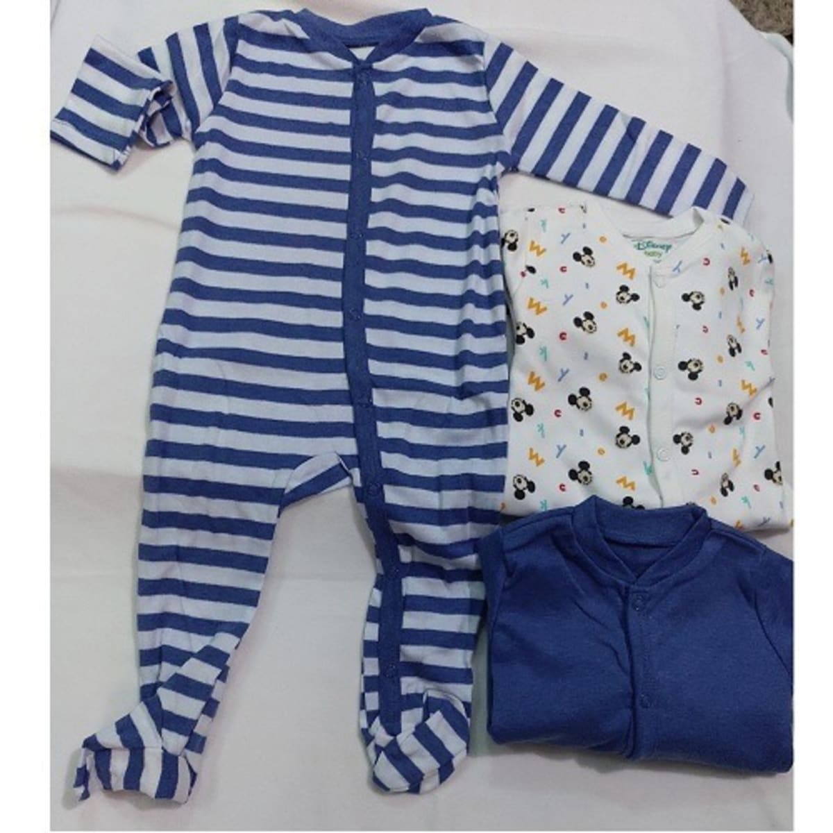 Pack of 3 Coloured Baby Sleepsuits