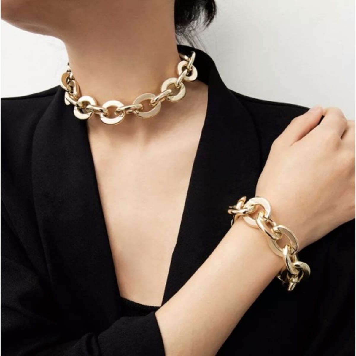Exaggerated Punk Thick Chain Necklace Bracelet Set Konga Online