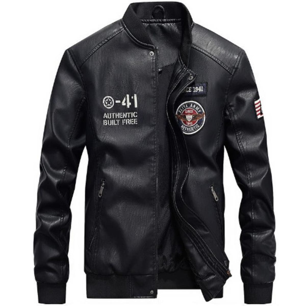 Men's leather baseball discount jacket